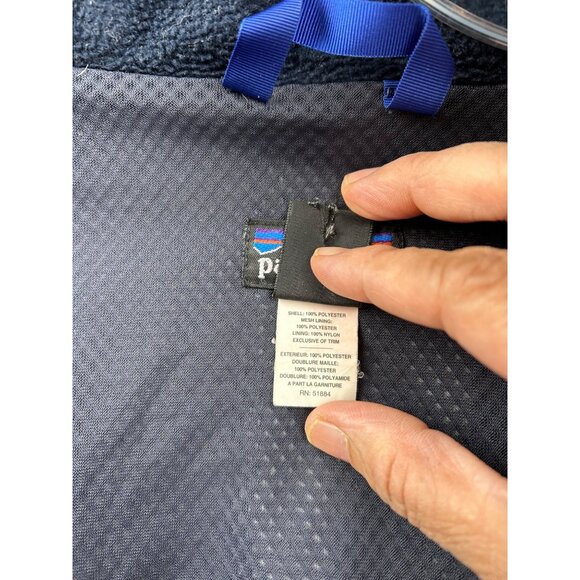 Patagonia Vtg Women’s Blue Ripstop Hooded Jacket Fleece Lined Outdoor Coat Sz SM - Picture 8 of 12